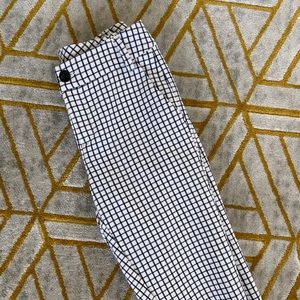 White and Black Grid Pattern Dress Pants